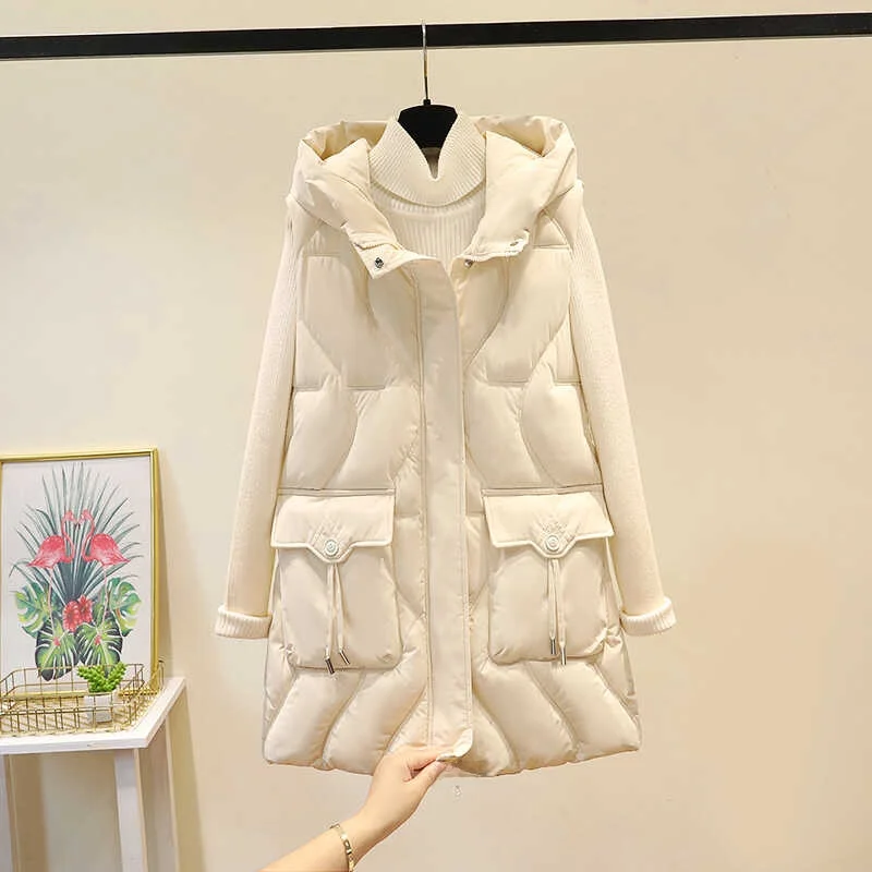 

Женский удлиненный хлопковый пуховый жилет на осень-зиму со съемным капюшоном, на молнии, больших размеров, для повседневной носки