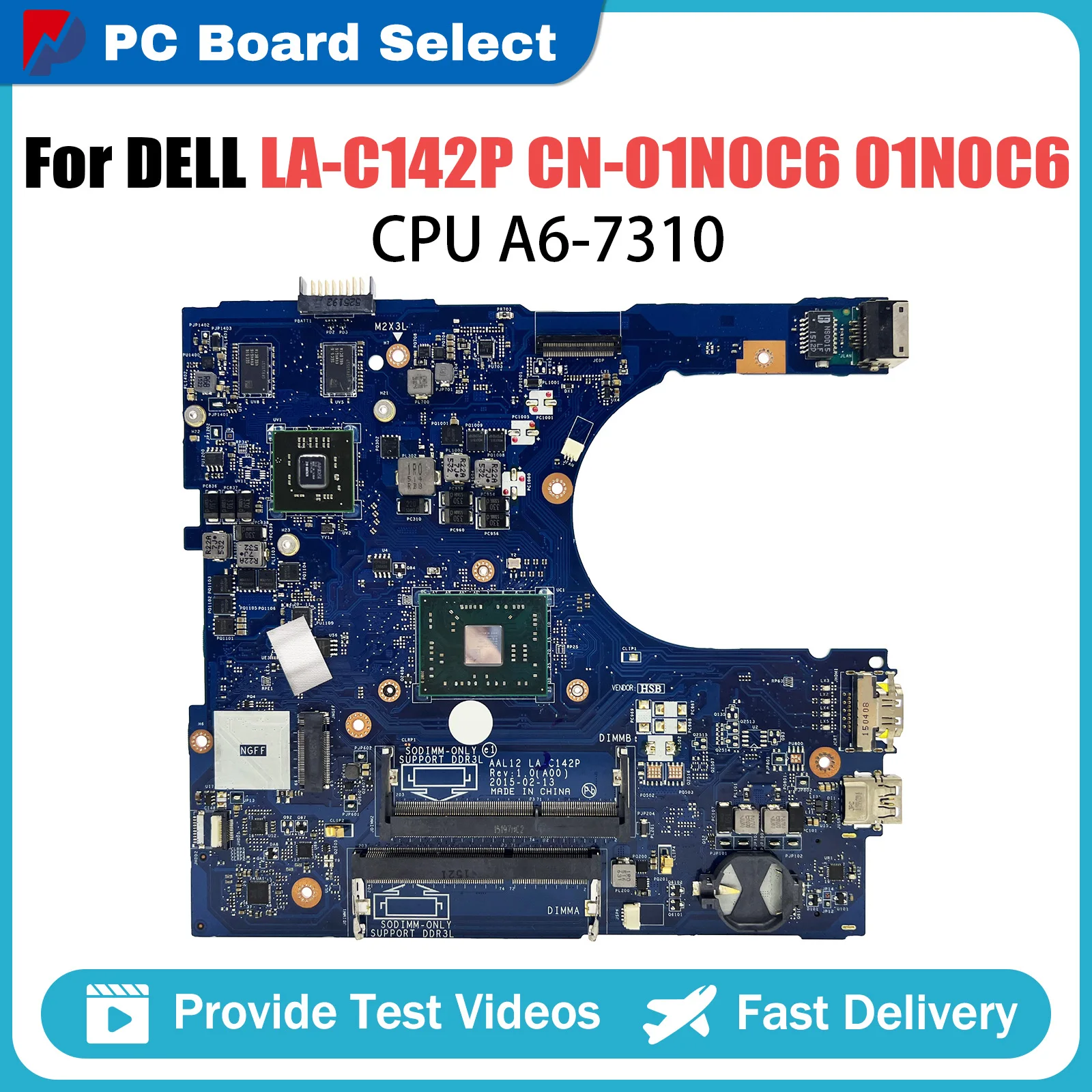 LA-C142P Laptop Motherboard FOR dell INSPIRON 5555 5455 5755 AAL12 CN-09J3FV 0799KM Mainboard A4 A6 A8 A10 cpu DIS or UMA