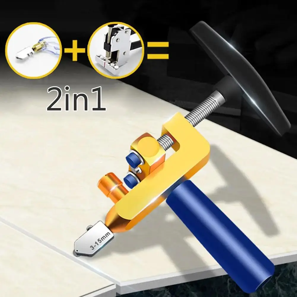 2 In 1 Portable Glass Tile Cutter Ceramic Tile Glass Cutter One-piece Cutting Roller Multifunctional Tool Accessories Diamo M4v4