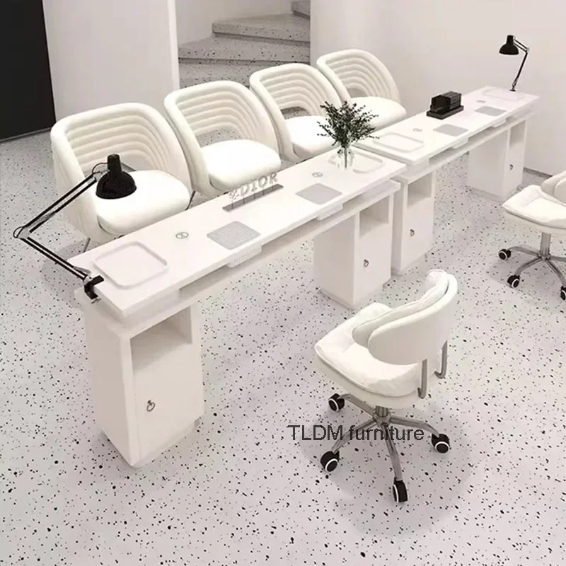 

Portable Tech Manicure Table Designer Dust Collector White Nail Table Professionals Big Tavolo Manicure Salon Furniture MQ50NT