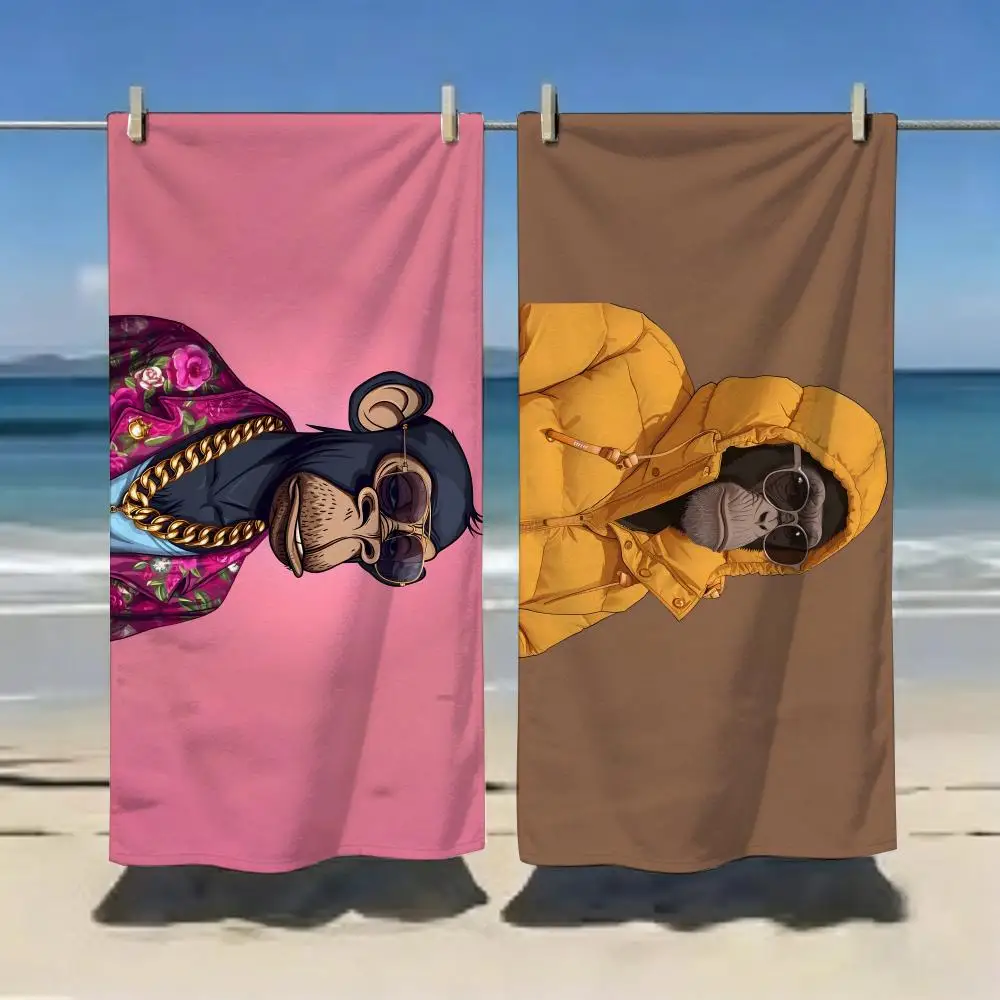 Retro Bored Ape Towel Microfiber soft Beach Towel for Travel Fitness Sauna Bathing Camping