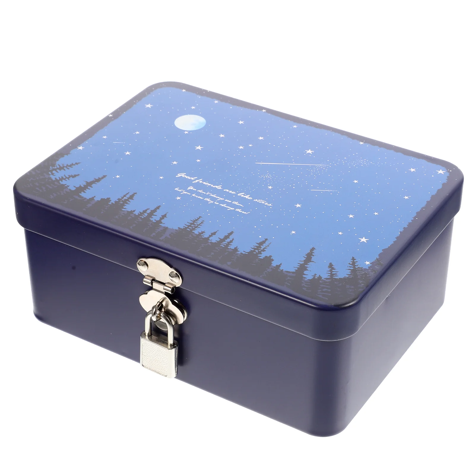 Souvenir Storage Tin Box with Lock Candy Container Snack Serving Tinplate Important Document