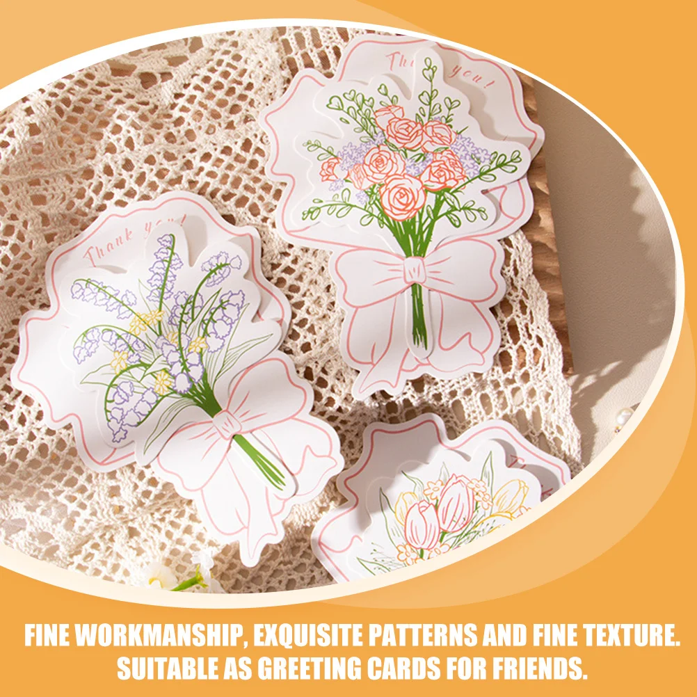

30Pcs Flower Bouquet Greeting Cards Delicate Craftsmanship Exquisite Patterns Birthday Festival Blessing Thank You Gift