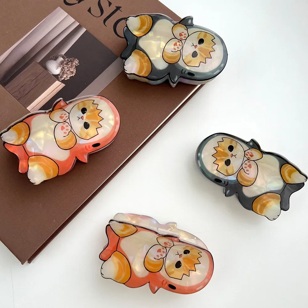 جديد لطيف القطط سلسلة مشبك شعر الكرتون القرش هريرة مخلب كليب العصرية الحلو جميل مقاطع الشعر للنساء الفتيات إكسسوارات الشعر #3