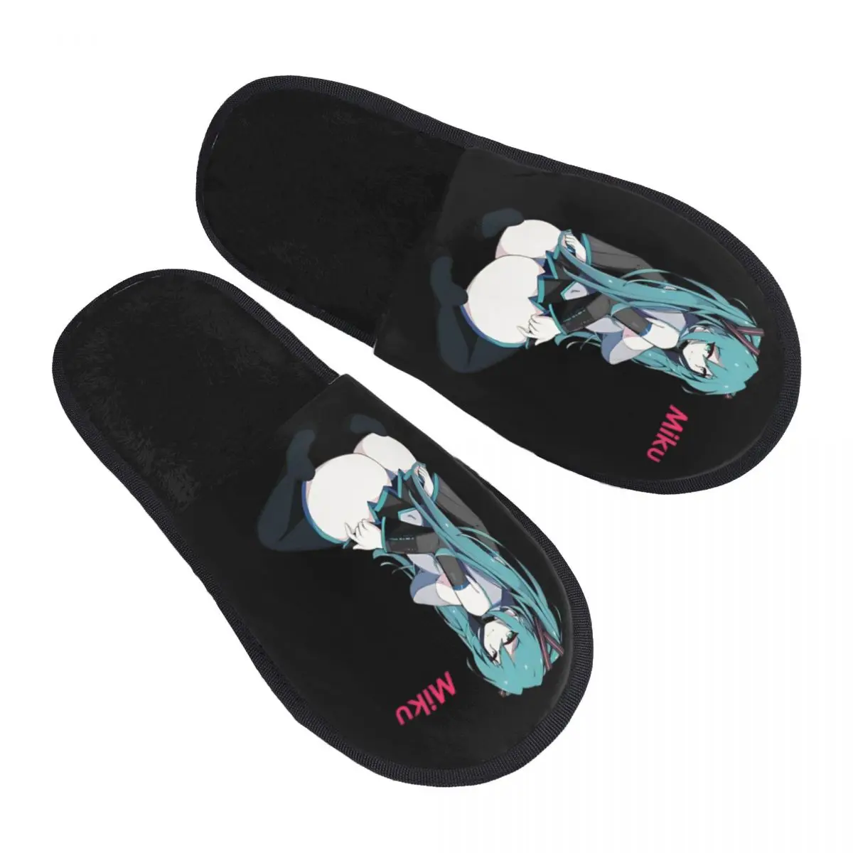 

Меховые тапочки Hatsune Miku, нескользящие уютные хлопковые тапочки из пены с эффектом памяти для спальни