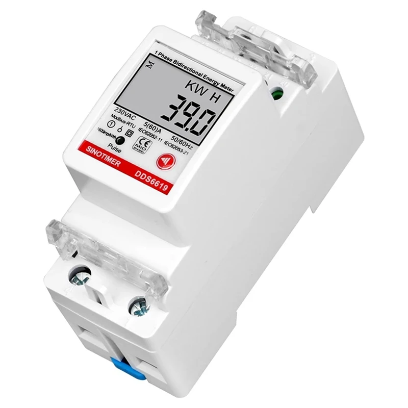 Novo medidor de energia monofásico de trilho din 2p multifuncional ac220v 5(60)a medidor de energia de energia de corrente de tensão com rs485 modbus