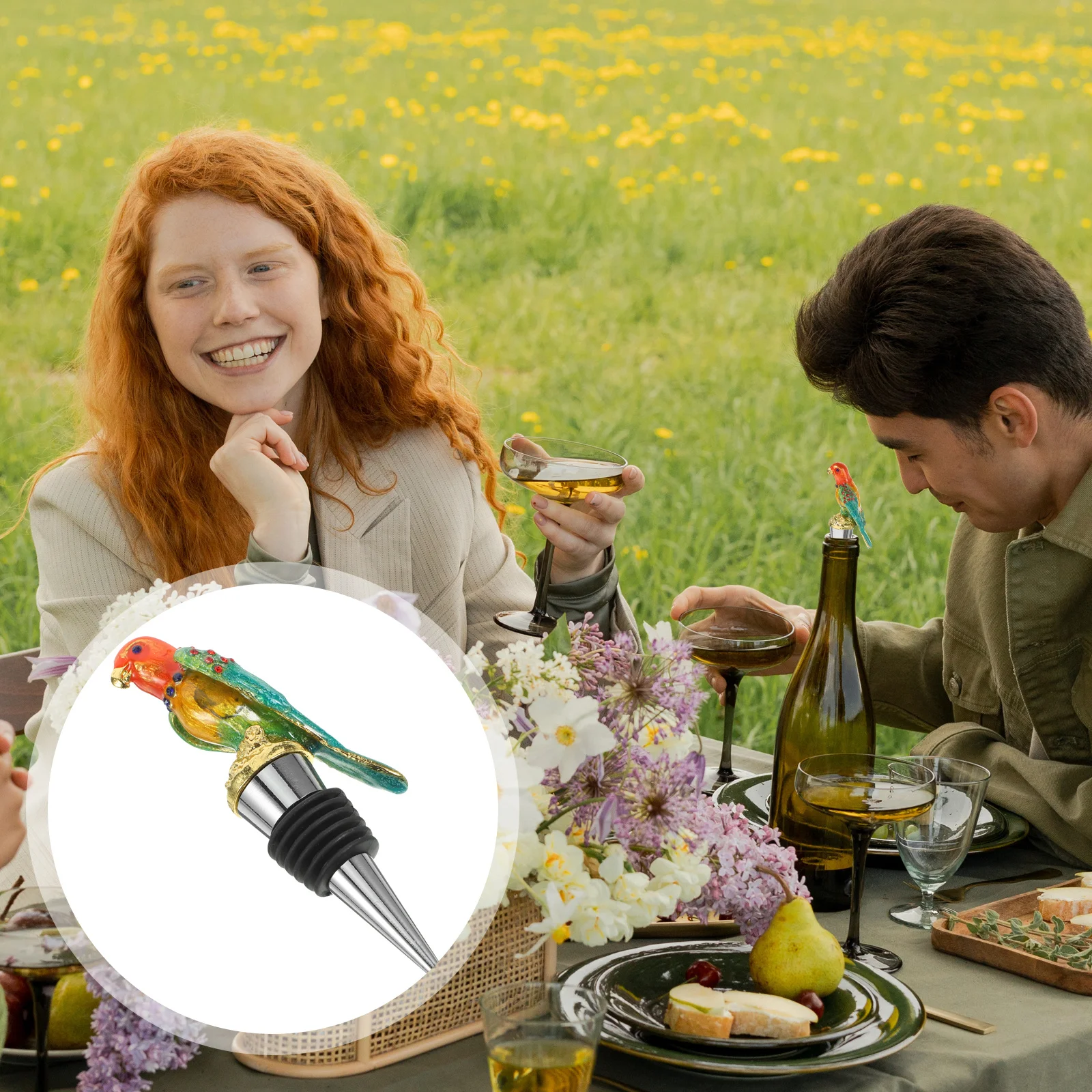 

Parrot Wine Stopper Elegant Bird Theme Reusable Wine Saver Sealing Bottle Plug for Glass Bottles Party Wedding Favor