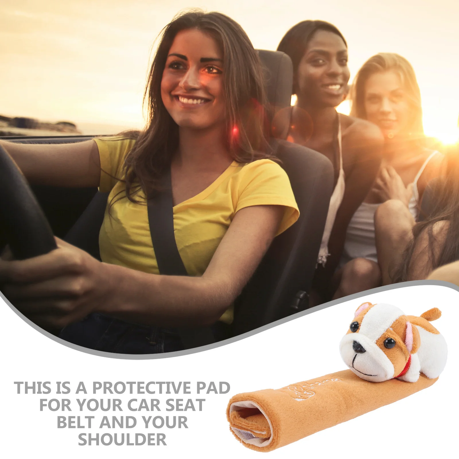 

2Pcs Car Covers Shoulder Pads Cartoon Dog Cushion Protector Safety Belt Pads for Car Backpack Luggage Strap Comfort