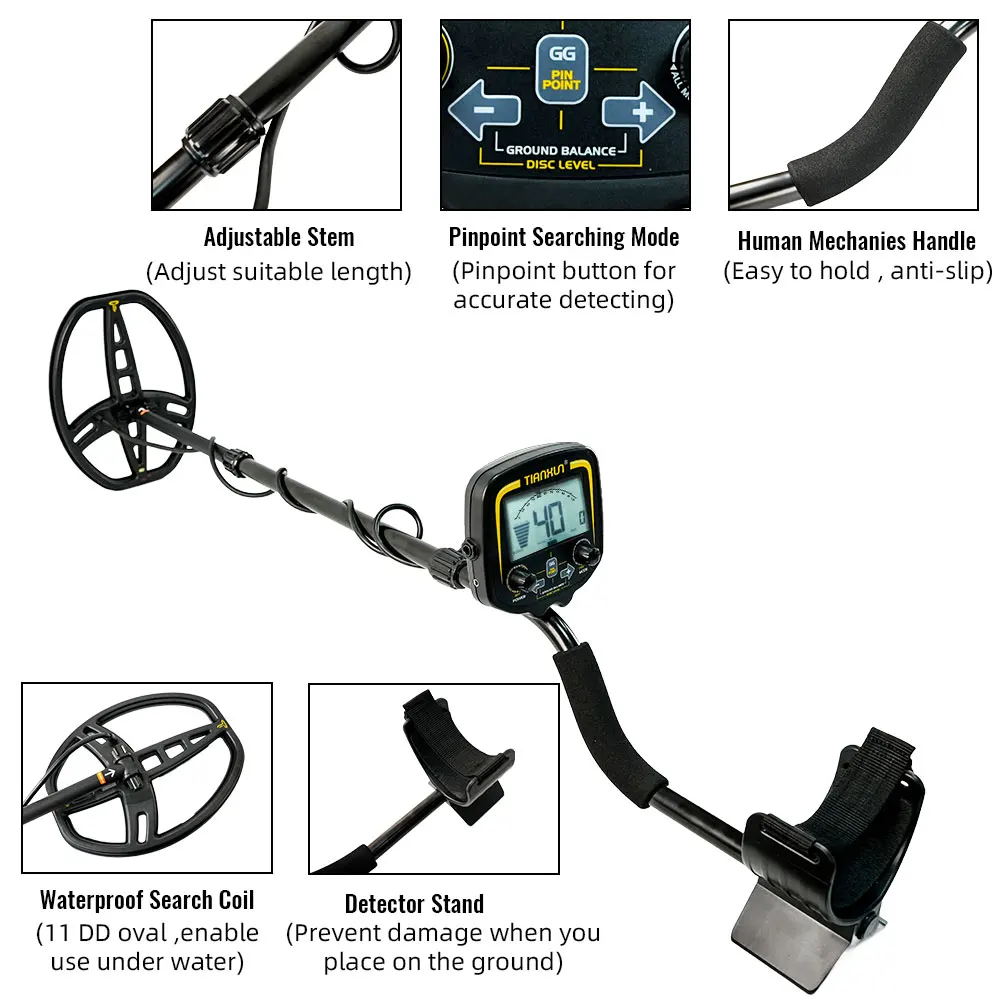 TX-850 Professional Underground Metal Detector Depth Scanner Gold Detector Treasure Hunter 11 inch Pinpointer Search Finder