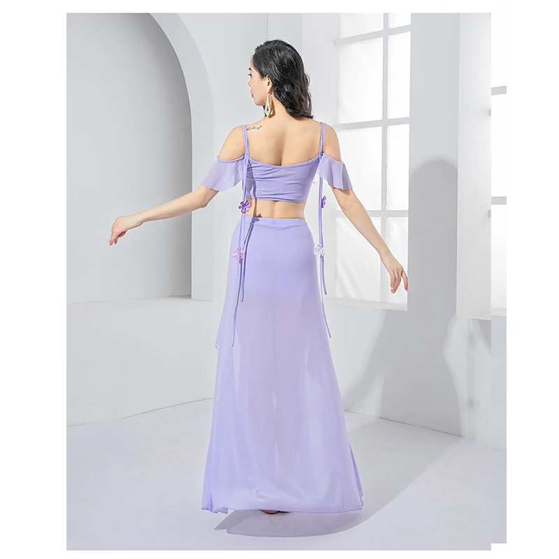 Belly Dance เครื่องแต่งกายชุดกระโปรงและ 2 ชิ้นชุดการออกแบบกลีบสําหรับผู้ใหญ่ผู้หญิง STAGE Performance Personal Practice เสื้อผ้า