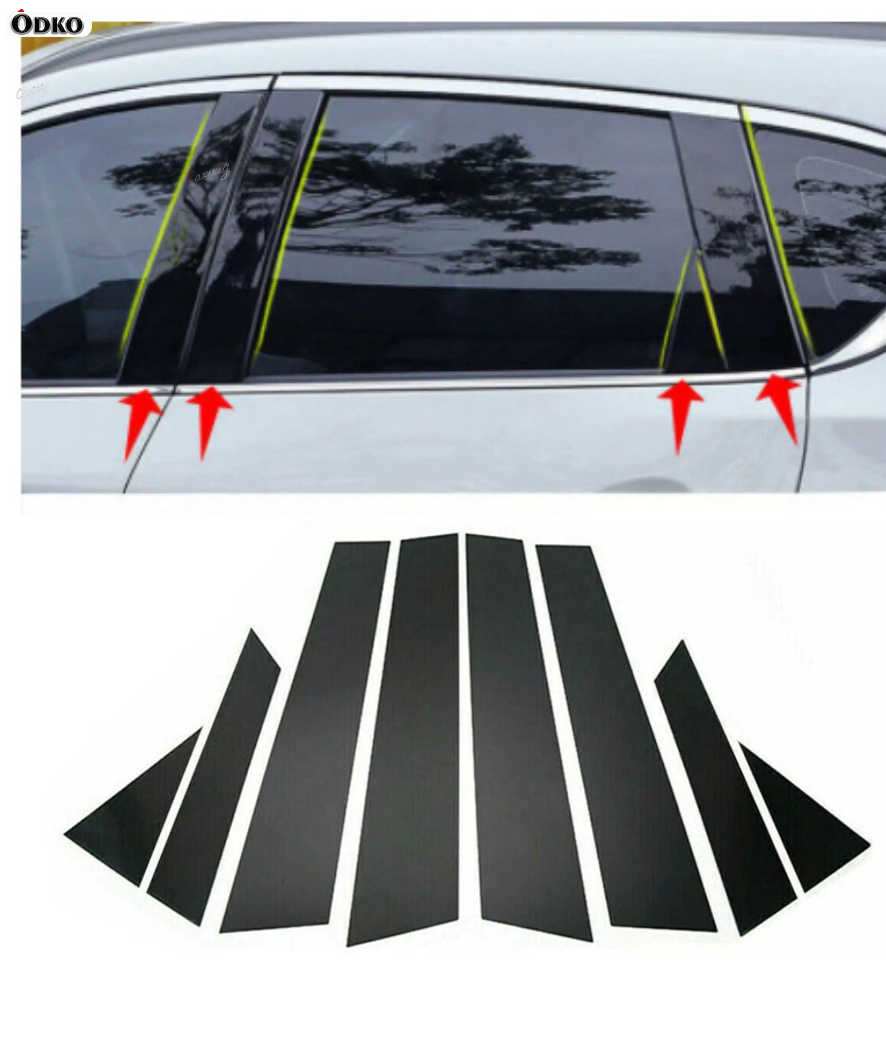 8Pcs Car Pillar Posts Window Door Moulding Trims Sticker  Fit For Nissan Qashqai J11 2016 2017 2018 2019 2020-2022 Glossy Black