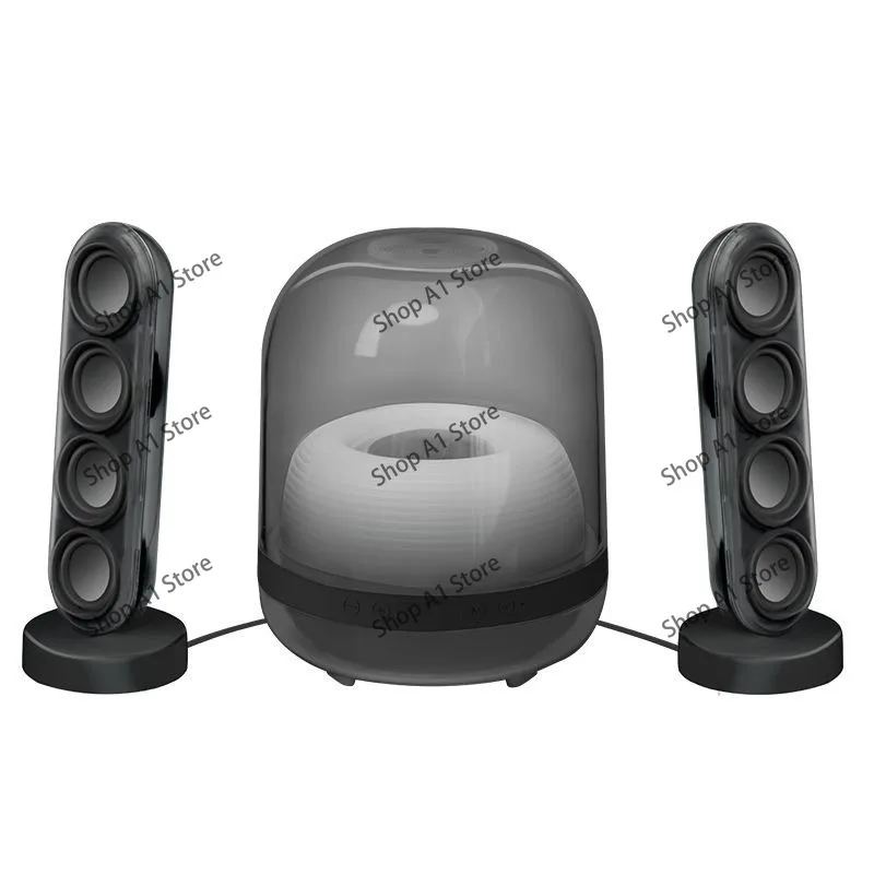 4th Gen Bluetooth 5.4 Pair Speakers, Desktop Wireless Stereo Subwoofer with Ambient Light for Computer