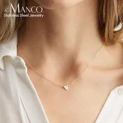 eManco LOVE Initial Stainless Steel Choker Necklace For Women Heart Necklace delicate short chain Valentine's gift