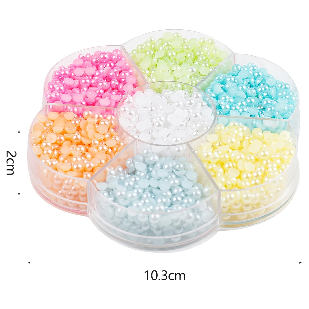 Colorful  4/5mm  ABS  Pearl Bead  Flatback Plastic  Rhinestones For  Garment Bag Shoes Nail Art Decoration  C0133