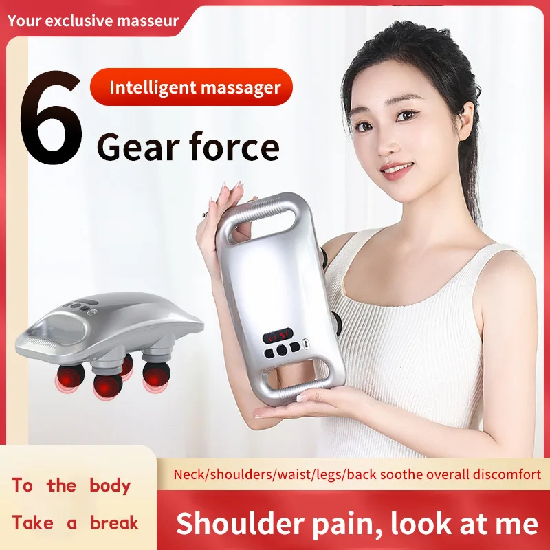 4 Massage Heads Display Deep Tissue Percussion Electric Fascia Gun Booster Muscle Vibrator MassageGun for Back Massager