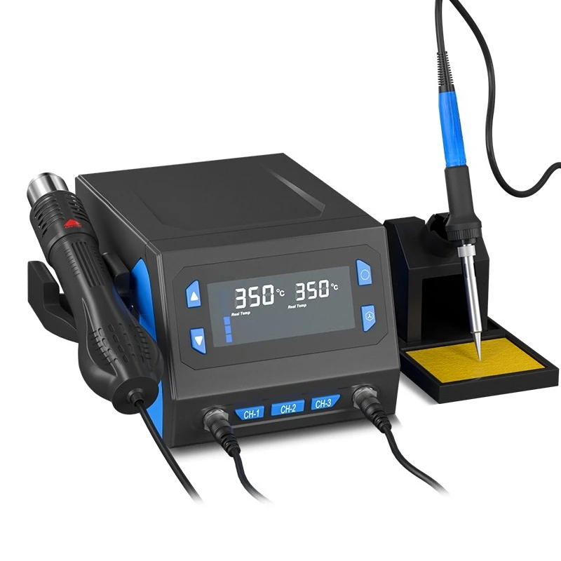 

866D + 2 in 1 hot air gun rework station 770 watts hot air welding station automatic sleep fast heating brushless fan