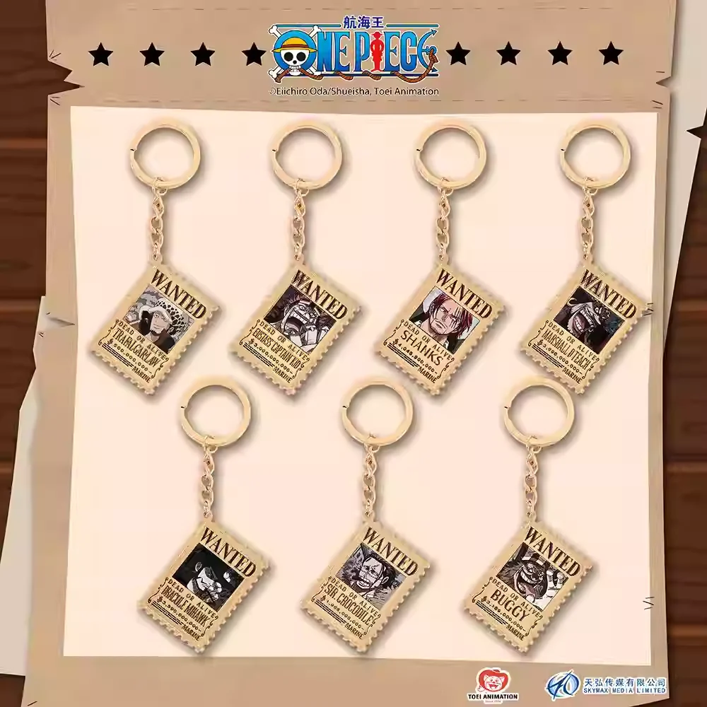 1pc Officially Licensed ONE PIECE Alloy Wanted Poster Keychain Blind Box – Includes Secret Version, Anime Collectible and Decor.