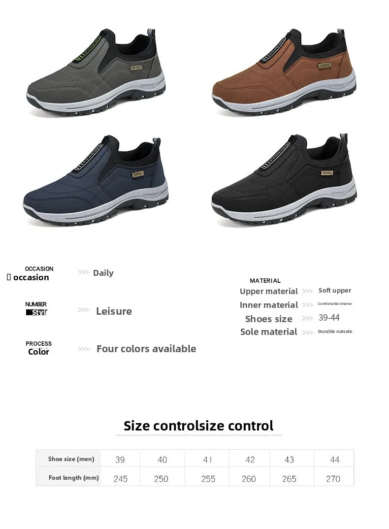 Wasserdichte Slip-On-Wanderschuhe für ältere Herren, rutschfest, stoßdämpfend, mit Profilsohle, für den täglichen Gebrauch im Freien, Freizeitschuhe, Wanderschuhe – Detail 5