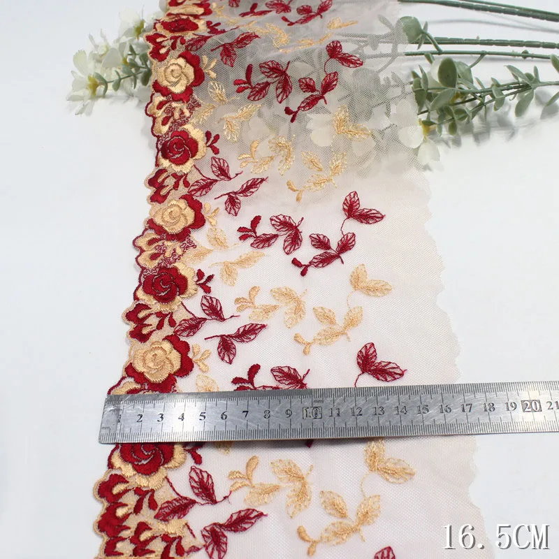 Imagem -03 - Tecido de Renda Floral Bordado para o Vestido Malha de Renda Trim Lingerie Faça Você Mesmo Acessórios de Costura 28 Jardas