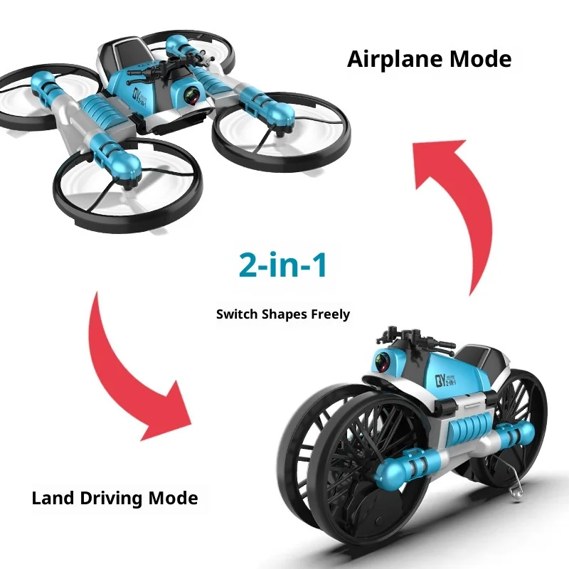 

Shape-Shifting RC Bike Toy Transforms from Land Motorcycle to Air Drone Stunt Flyer with Altitude Hold Gift for Teens Boys