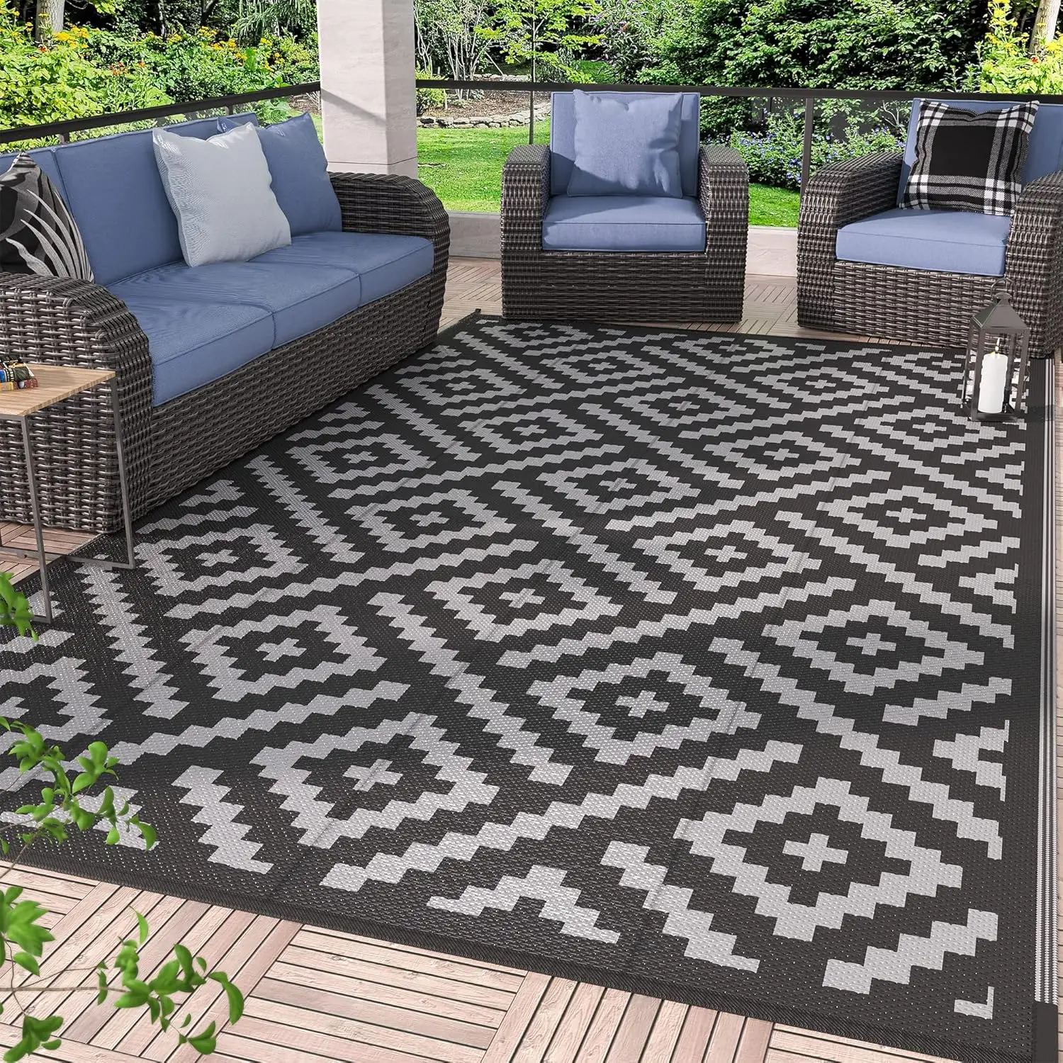 

Outdoor Rug for Patio Clearance,5'x8' Waterproof Mat,Reversible Plastic Camping Rugs,Rv,Porch,Deck,Camper,Balcony,Backyard,Bl