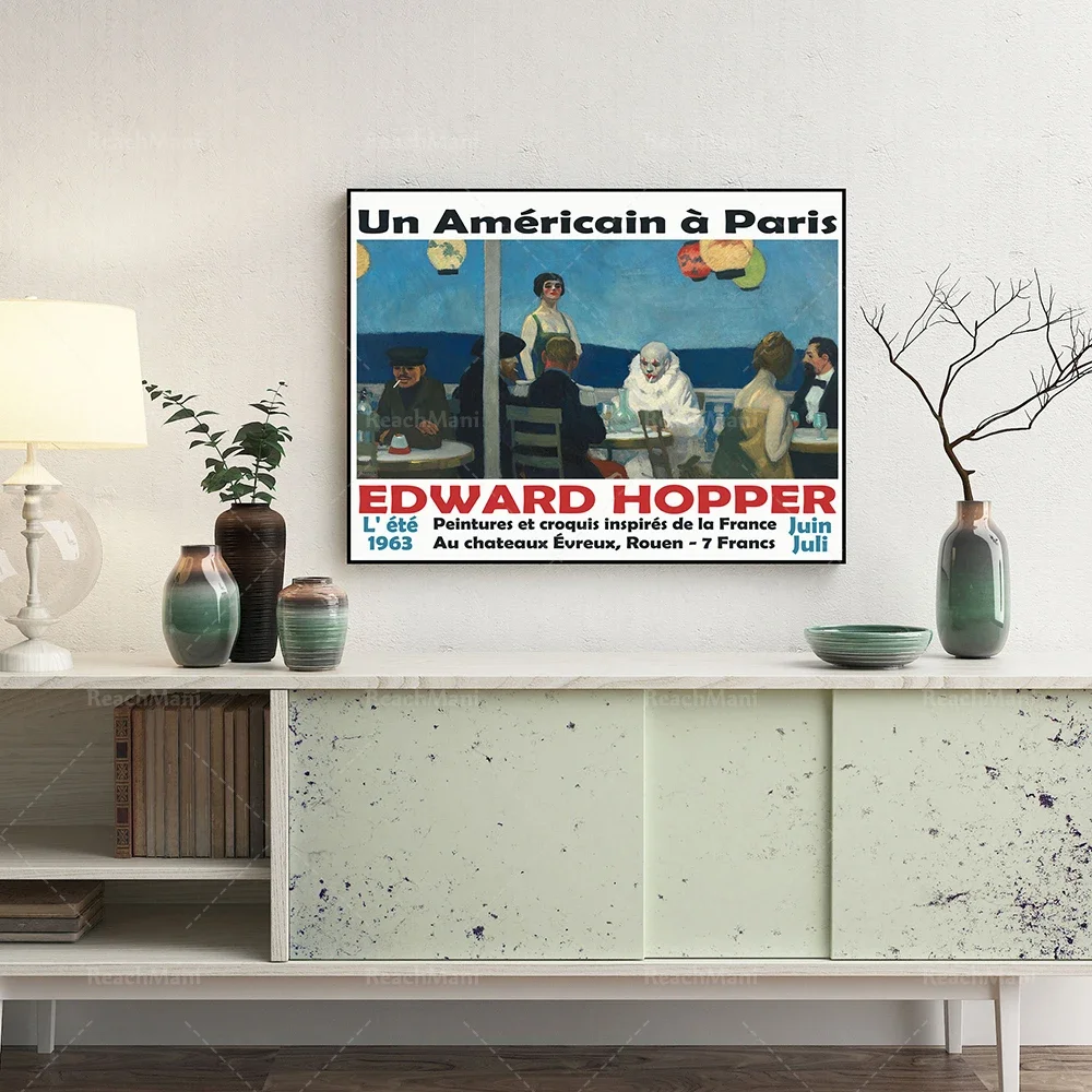 Edward Hopper Art Gallery Exposition Affiche 1963 Paris night blue decoration poster