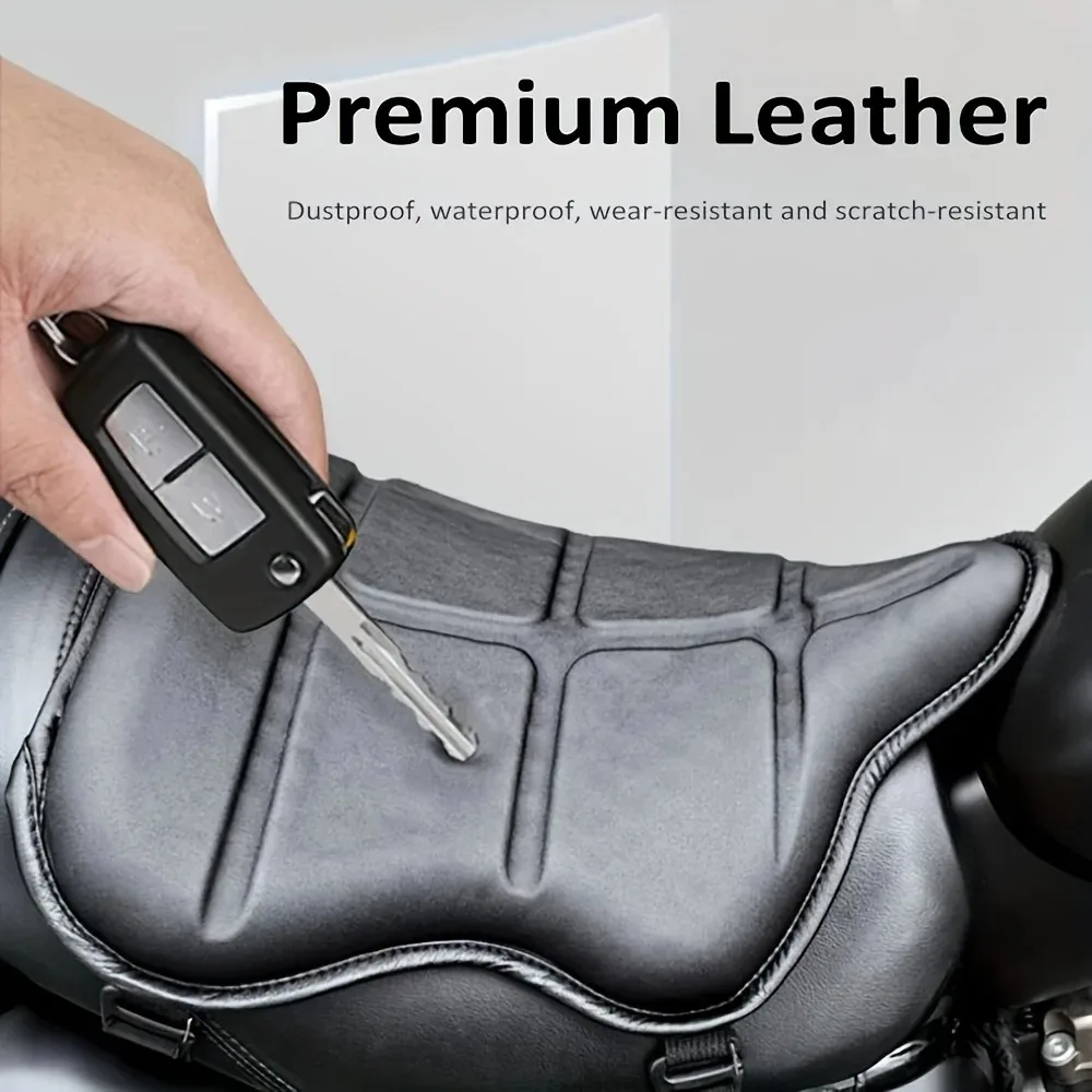 Universal Motorcycle Gel Seat Cushion 3D Honeycomb Breathable Shock Absorption Leather Seat Pad Comfort Riding Seat Mat