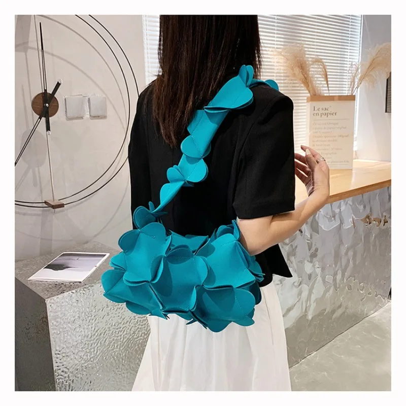 حقيبة صغيرة صيفية 2025 نظام موري الجديد أخت ناعمة حقيبة بتلات الزهور ثلاثية الأبعاد حقيبة كتف للإبط PU #3