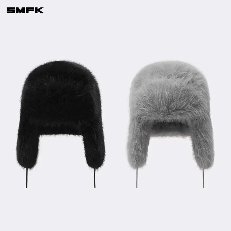 SMFK Snowman Plush Bomber Hats Women Warm Ears Pullover Cap Winter Outdoor Thicken Beanie Fluffy Hats Versatile Casual Ski Caps