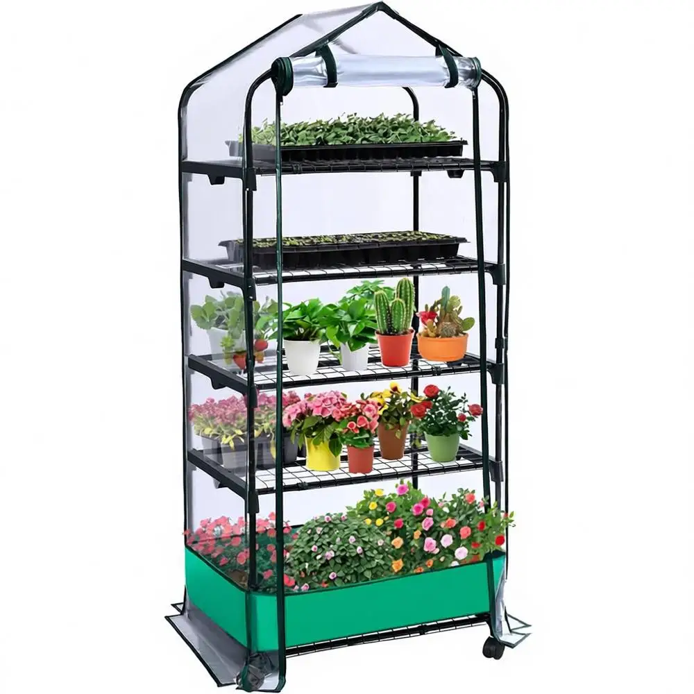 

Mini Greenhouse, Portable Outdoor, PVC Cover, Shelves, Seedling, Waterproof Mat, Cover Tape, Gardening Gifts