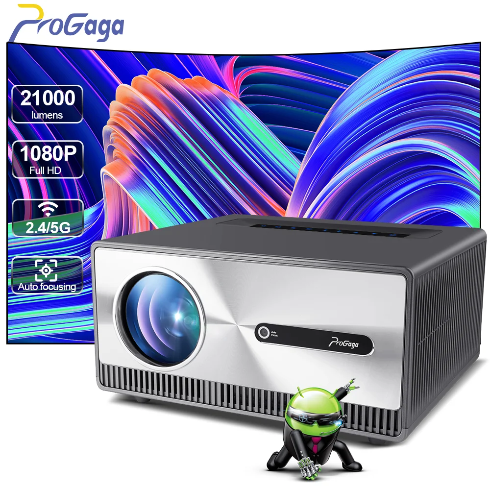 PROGAGA PG600W Full HD 1080P LED Projector Auto Focus WiFi Android projetor 4K Video PG600 PK DLP 3D Smart Home Theater Beamer