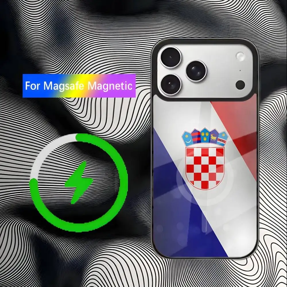 クロアチア国旗柄 iPhoneケース iPhone 17,16,15,14,13,12,11,Pro,Max,Plus,Mini,SE4,E対応 磁気マグセーフ ワイヤレス充電対応