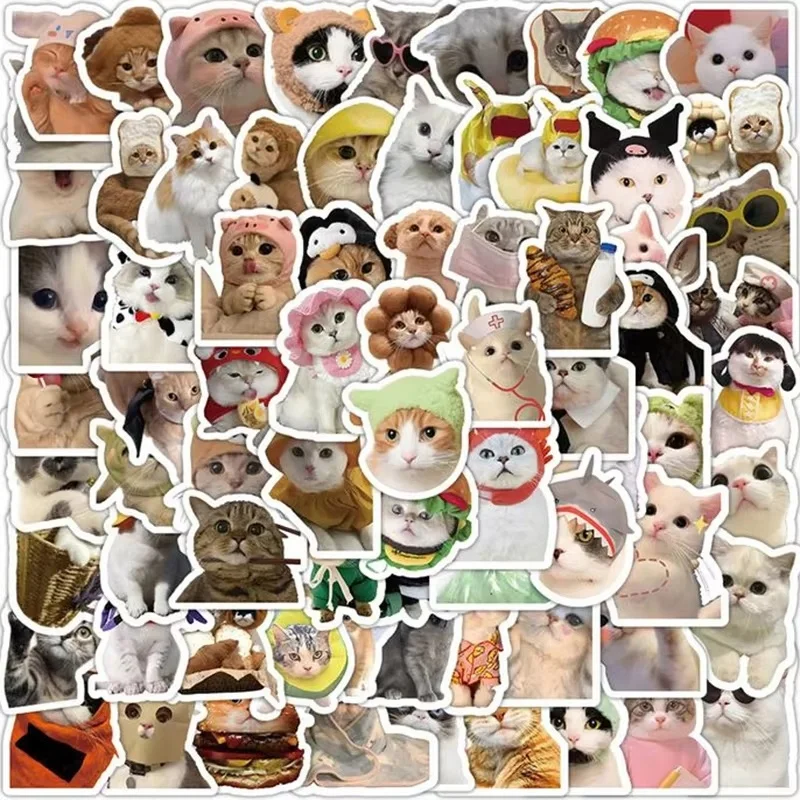 10/50/100 Stück niedliche lustige Katzen-PVC-Aufkleber, ästhetische Kinder-Briefpapier-Dekoration, Scrapbooking für Schulbedarf, Kinder-Aufkleber