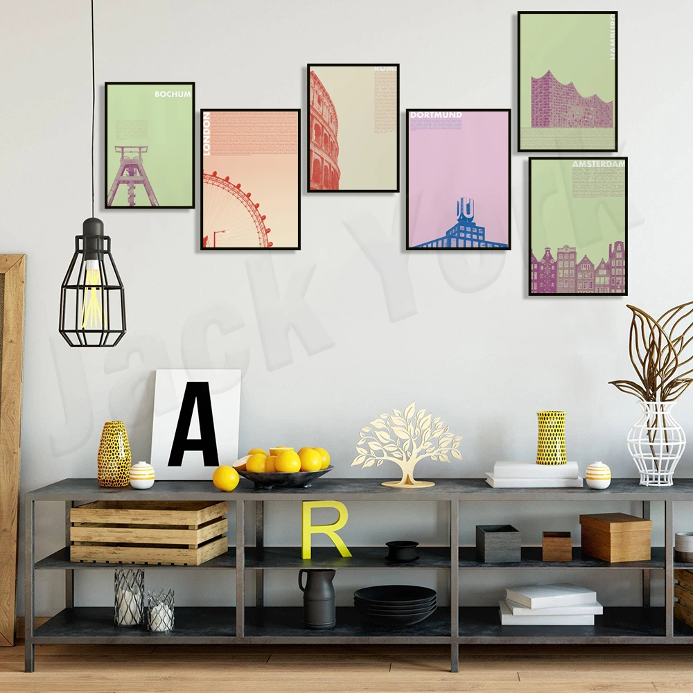 جامعة دورتموند، إلبفيل هارموني، أمستردام، الكولوسيوم، نيويورك، صورة مانهاتن، عين لندن المملكة المتحدة، ملصق بوشوم الرجعية gif #3