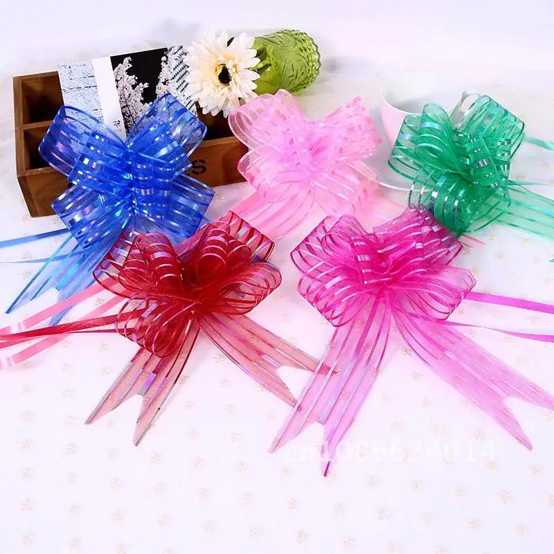 10pcs Christmas Tree Ribbons Pull Bows Gift Wrap New Year Navidad Decorations for Home Wedding Car Decor Craft Bows