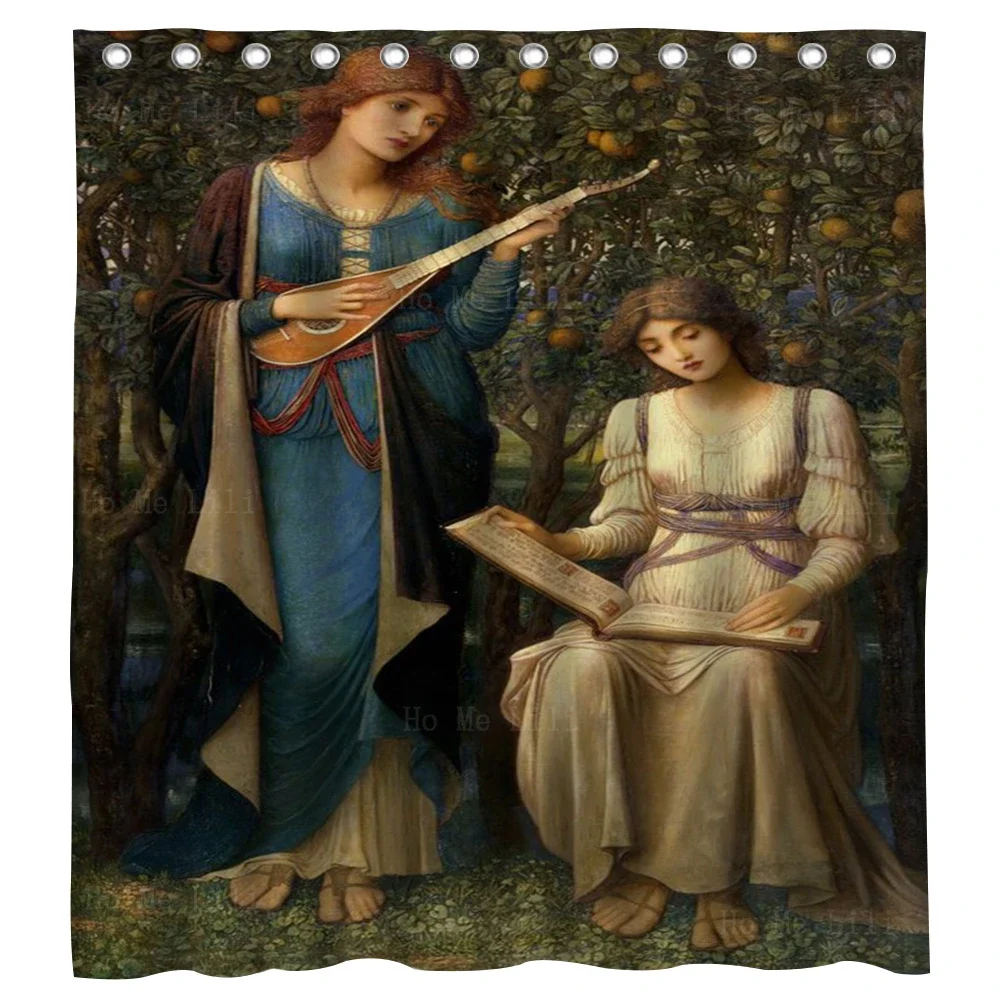 Beautiful Female Image The Woman With Violin Medieval Retro Fairy Waterproof Shower Curtain By Ho Me Lili For Bathroom Decor