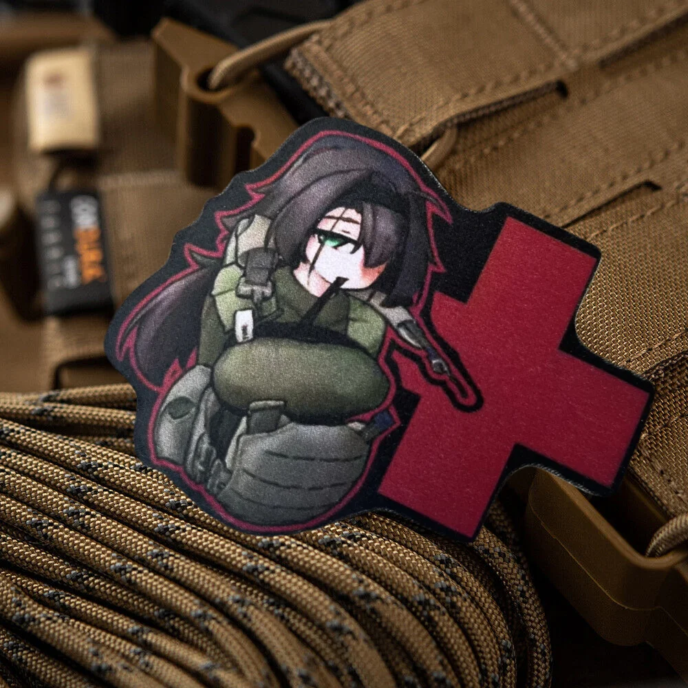 

Gunfight Game Girl Tactical Patch Medical Girl Printed Hook&Loop Emblem Military Morale Badge Armband Backpack Stickers