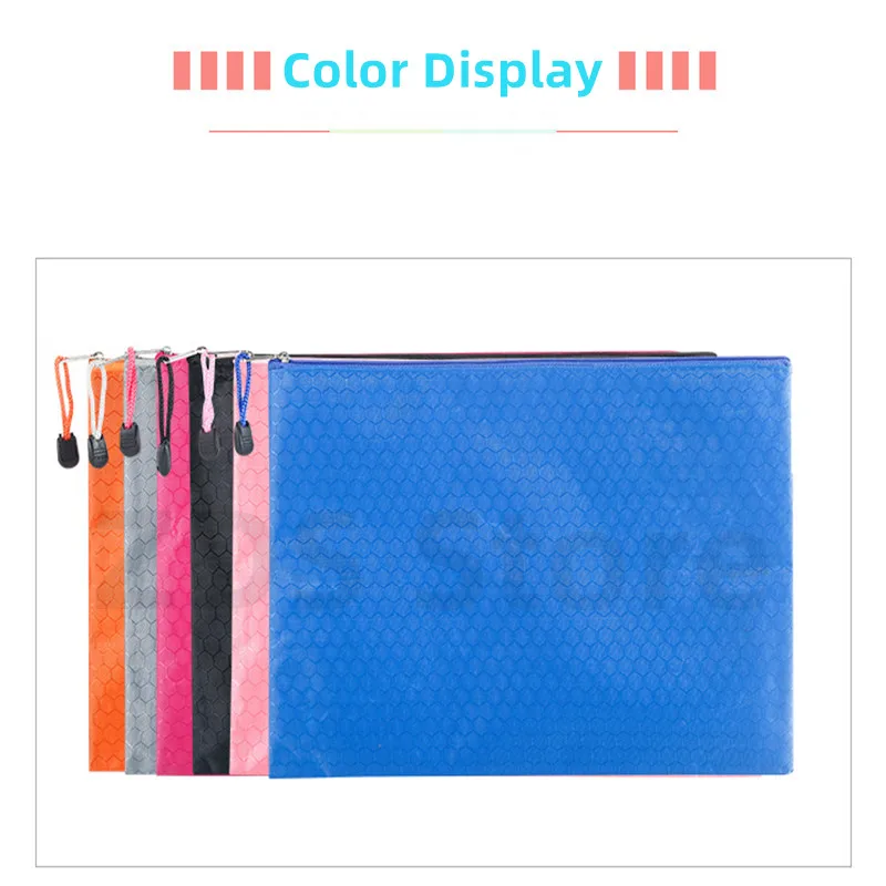 A6 10PCS File Bag Oxford Waterproof Zipper Data Folder For Documents Office Storage Organizer