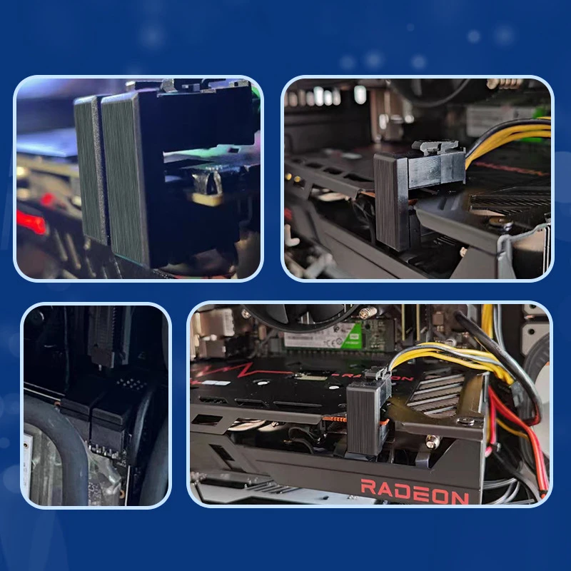 Graphics Card Power Supply Adapter Elbow 180°, GPU PSU Steering Connector PCI-E 6Pin 8Pin Rotating Wiring Artifact Solution