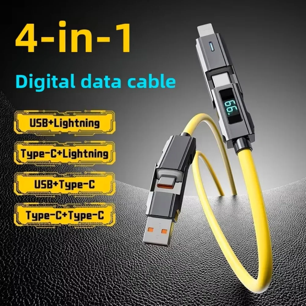

Premium 4-in-1 Smart Charging Cable 66W PD with Digital Display LED Power Monitor Perfect Gift for iPhone Samsung Huawei Users