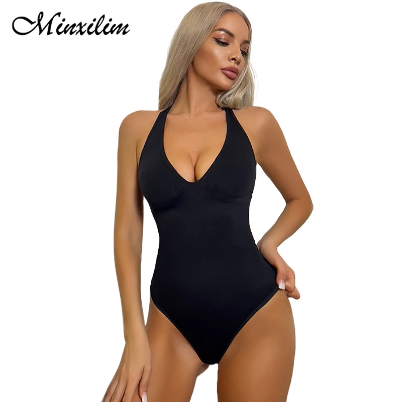 

Minxilim сексуальное нижнее белье боди уменьшающие талии корректирующее белье для женщин глубокий V бесшовные боди с открытой промежностью