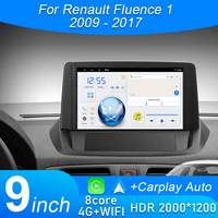 Android 15 For Renault Fluence 1 2009 - 2017 Multimedia Monitor Carplay Auto WIFI Navigation Player Video Stereo GPS Radio QLED