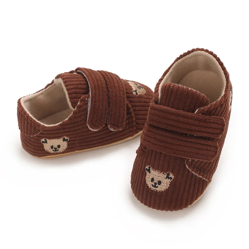 0–18 Monate Baby-Sneaker mit Bären-Stickerei für Jungen und Mädchen, Lauflernschuhe für Kleinkinder, weiche Sohle, Cord, lässige Babyschuhe – Detail 25