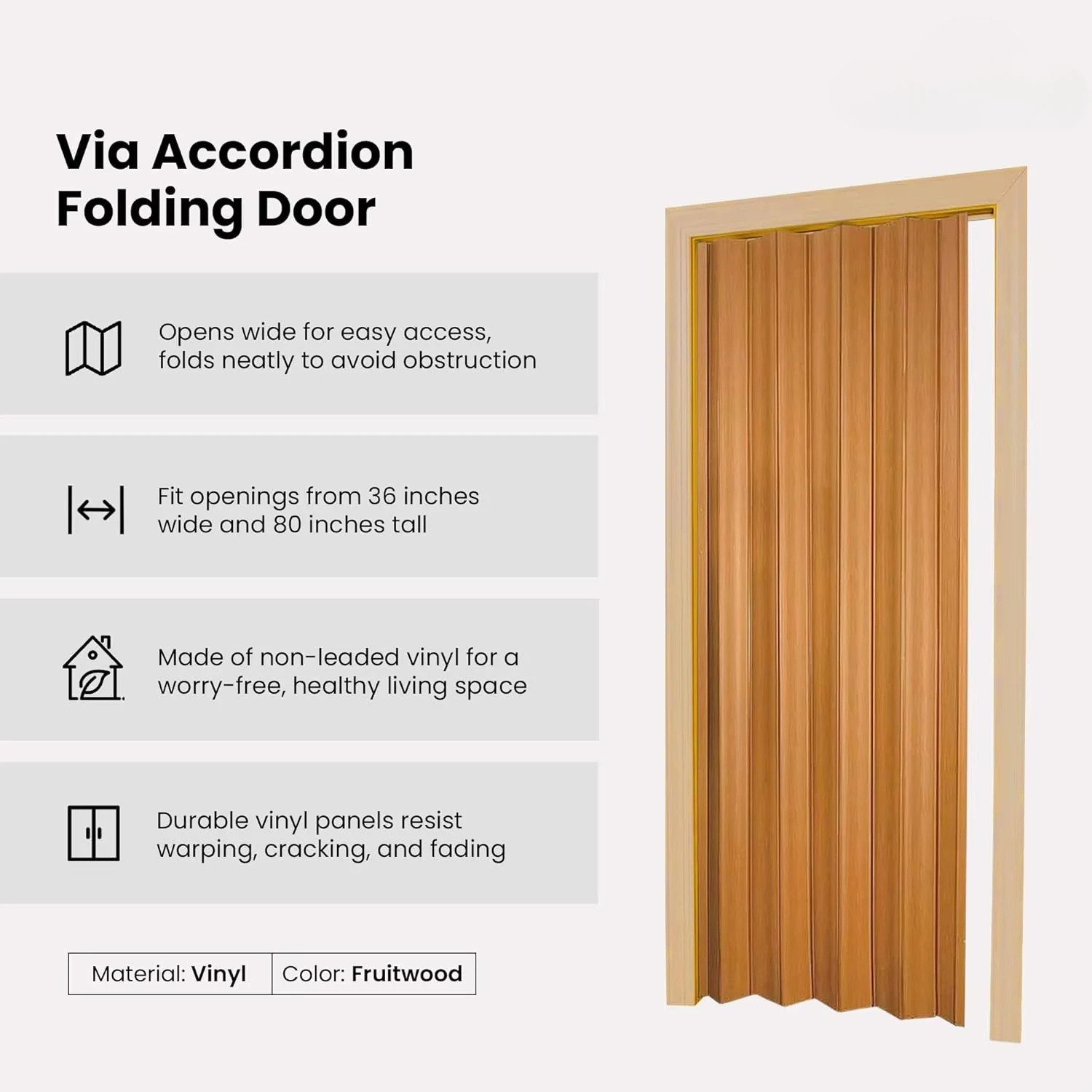 HSR3680F Regent Interior Accordion Folding Door, 36