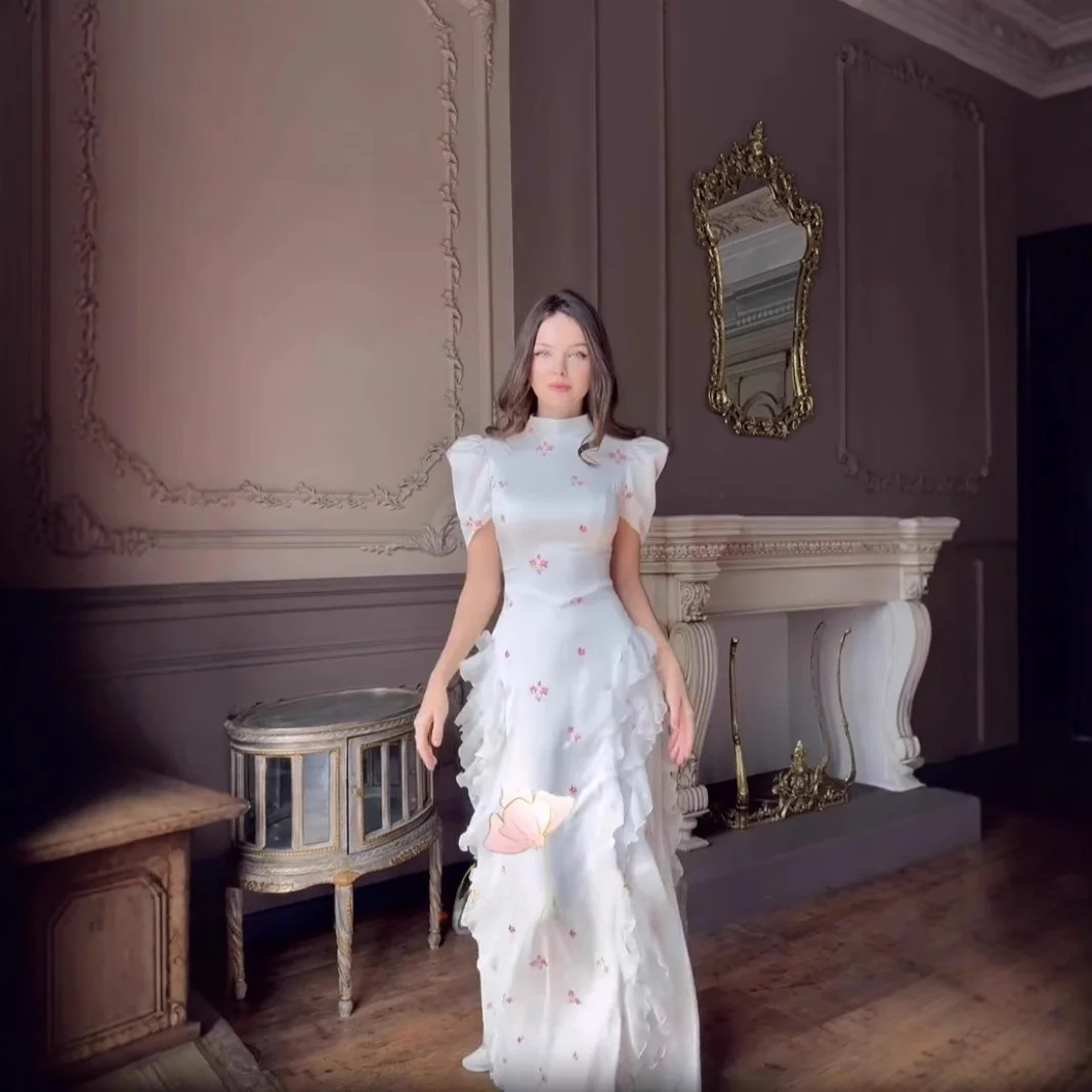 

Spring 2025 Faion Casual Tie Dye Dr Southeast Asia Flowers Knitted Cotton Polyester A-Line Skirt Loose Waist Long Sve