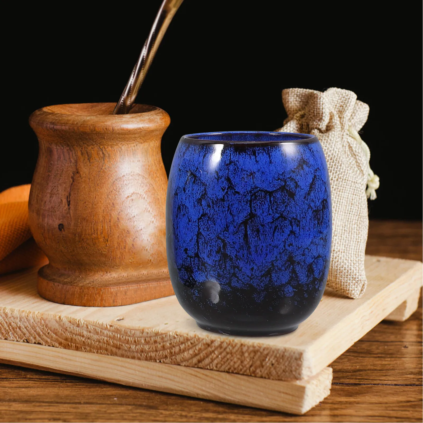 

4Pcs Ceramic Coffee Tea Cups Japanese Style Porcelain Mugs Glaze Kungfu Tea Set Gift Box for Birthday Holiday Party