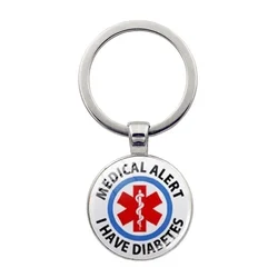 Diabetic Keychain Medical Alert for Men Women Medic Star of Life Key Pendents DIY Personalization Key Chain Jewelry Wholesal