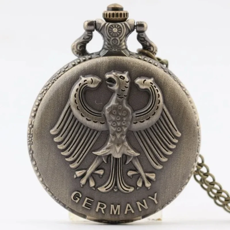 빈티지 청동 잘 생긴 독수리 조각 석영 스포츠 주머니 시계 독일 독수리 목걸이 독수리 애인 선물