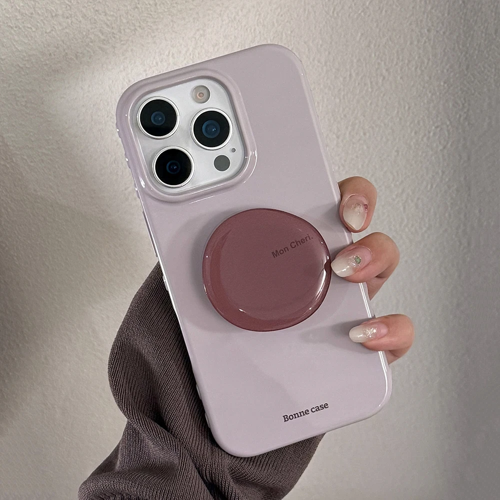 حافظة هاتف أرجوانية لطيفة لهاتف آيفون 13 15 14 16 17 برو ماكس غطاء خلفي ناعم ورائع مقاوم للصدمات مع حامل حامل حامل #2