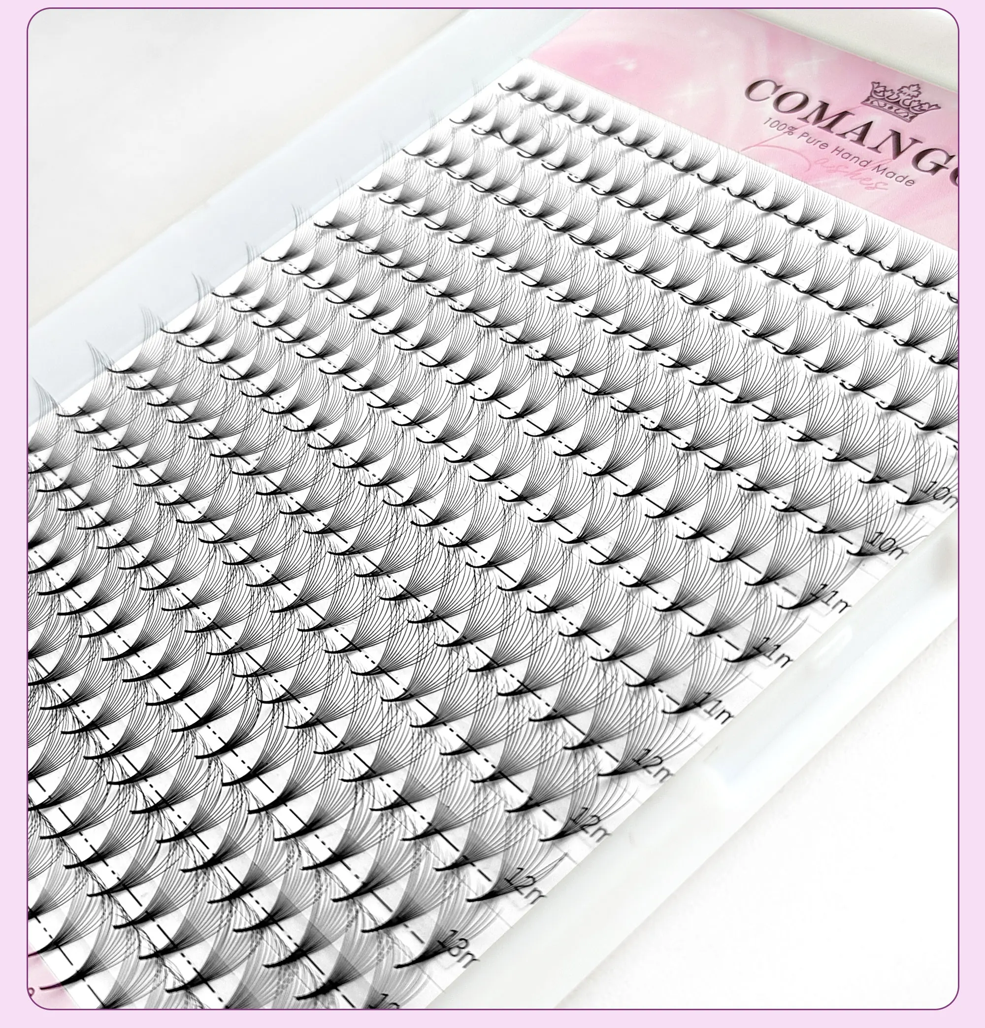 CoMango 300 Stück vorgefertigte Volumenfächer 3D/6D/10D/12D/14D/16D 0,05/0,07 mm weiche, leichte Wispy Wimpernverlängerungen Mix Tray – Detail 10